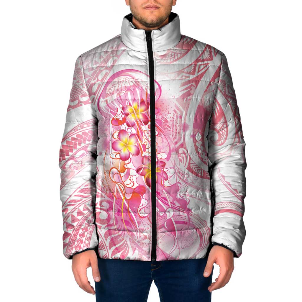 Rose Pink Polynesian Jellyfish Padded Jacket Watercolor Glows LT7 Men Rose Pink - Polynesian Pride