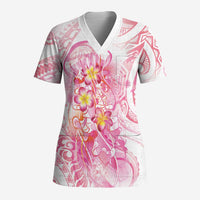 Rose Pink Polynesian Jellyfish Scrub Top Watercolor Glows LT7 Adult Rose Pink - Polynesian Pride