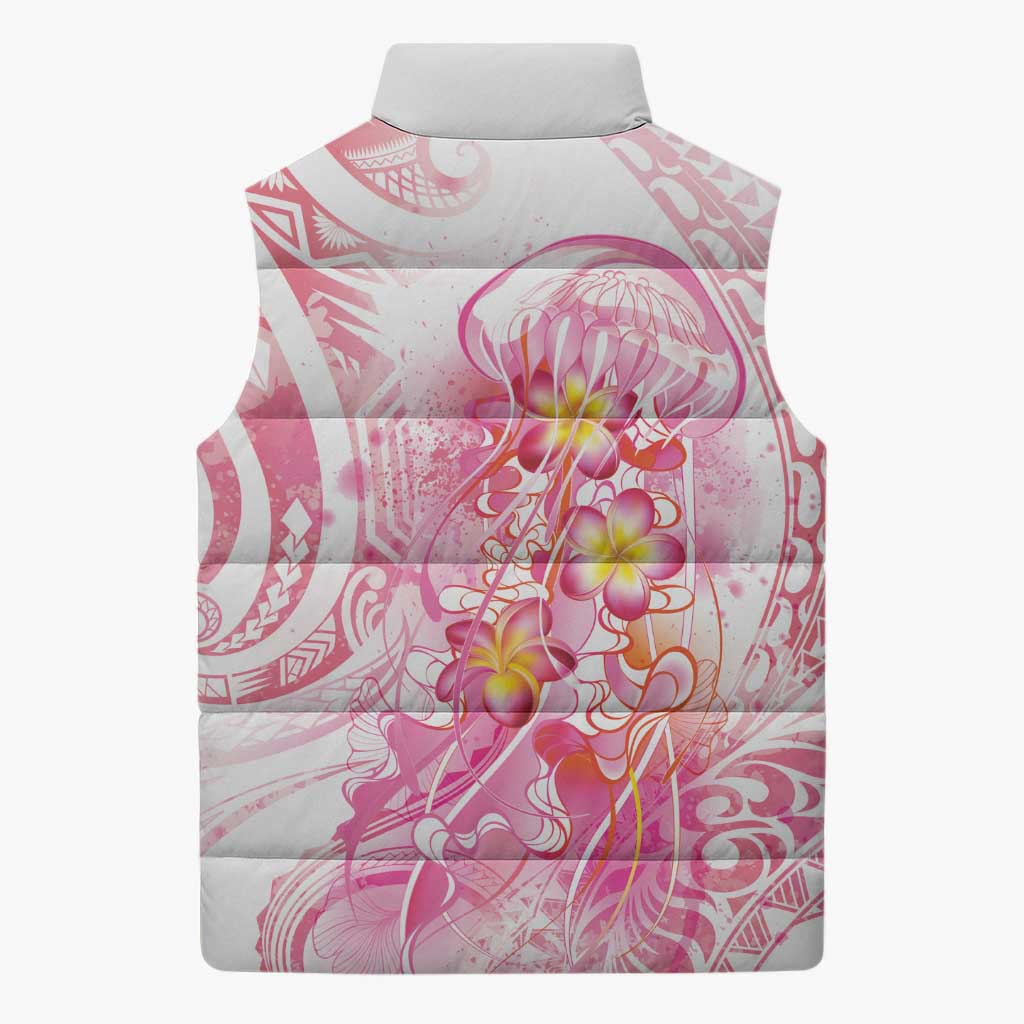 Rose Pink Polynesian Jellyfish Sleeveless Puffer Jacket Watercolor Glows LT7 - Polynesian Pride