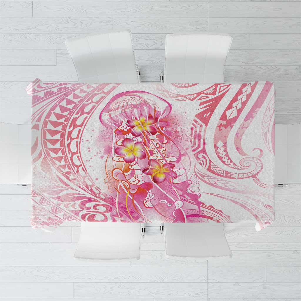 Rose Pink Polynesian Jellyfish Tablecloth Watercolor Glows LT7 Rose Pink - Polynesian Pride