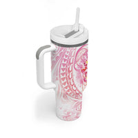 Rose Pink Polynesian Jellyfish Tumbler With Handle Watercolor Glows LT7 - Polynesian Pride