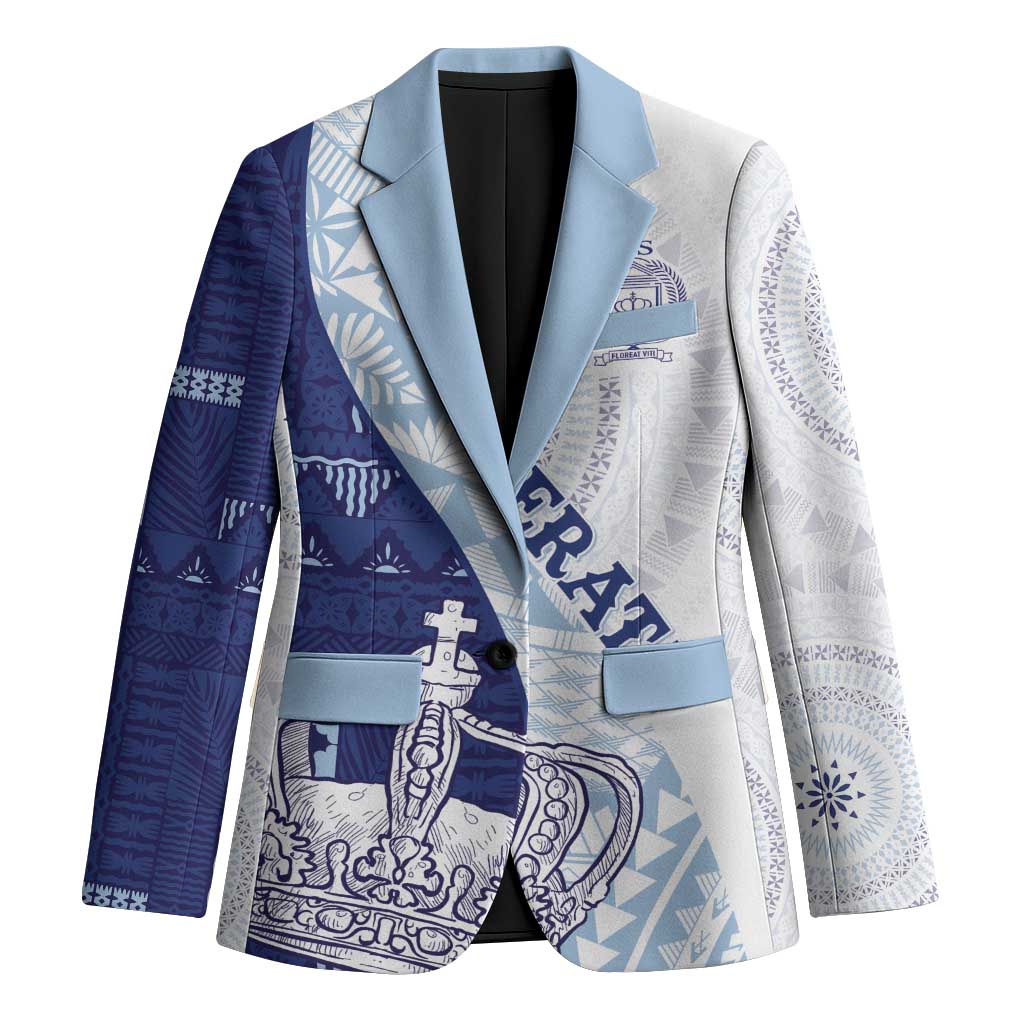 Queen Victoria School Fiji Vulinitu Verata House Blazer Masi Tapa LT7 Unisex Blue - Polynesian Pride