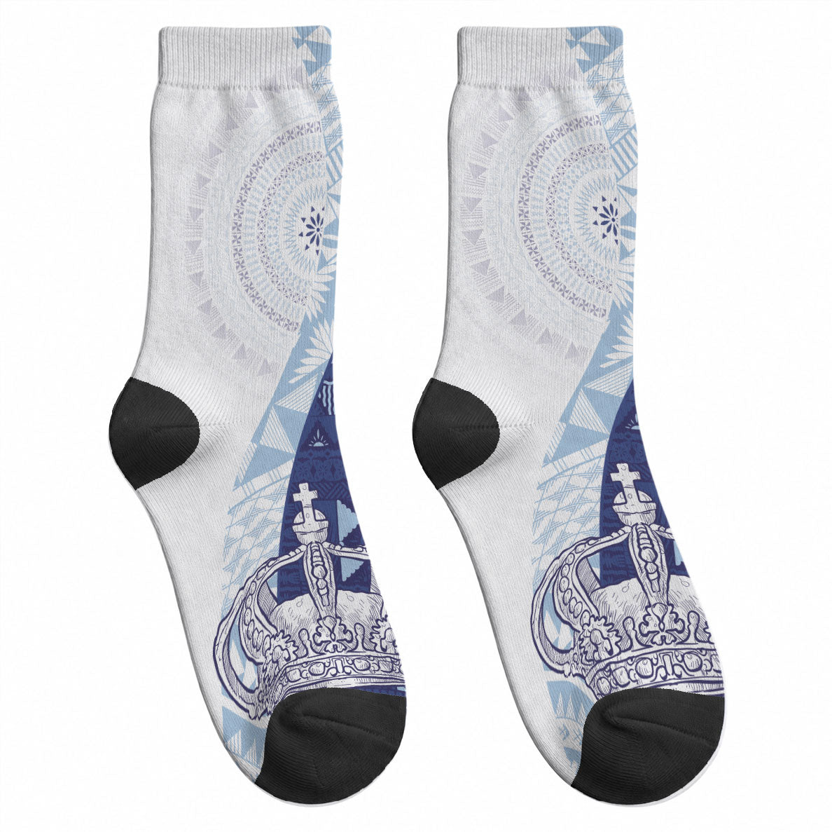 Queen Victoria School Fiji Vulinitu Verata House Crew Socks Masi Tapa LT7 - Polynesian Pride