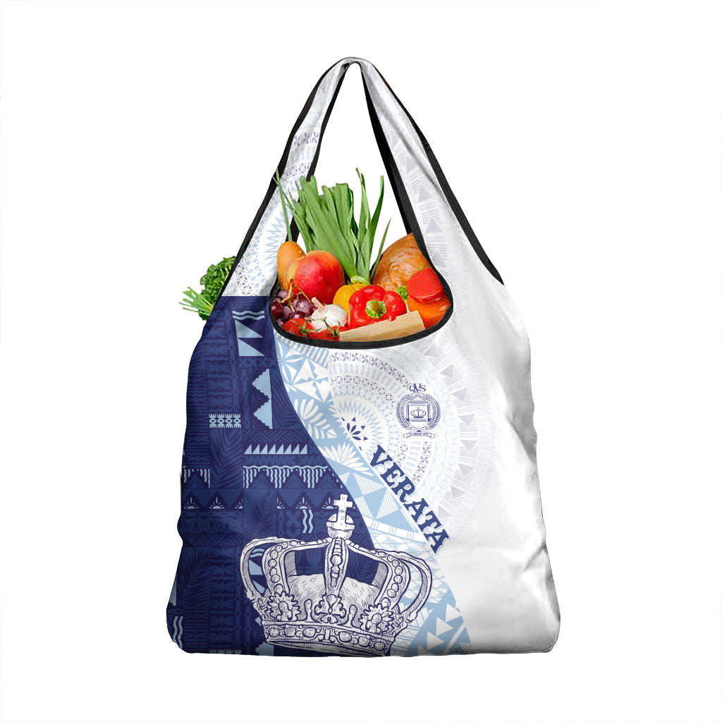 Queen Victoria School Fiji Vulinitu Verata House Grocery Bag Masi Tapa LT7 1-pack One Size Blue - Polynesian Pride
