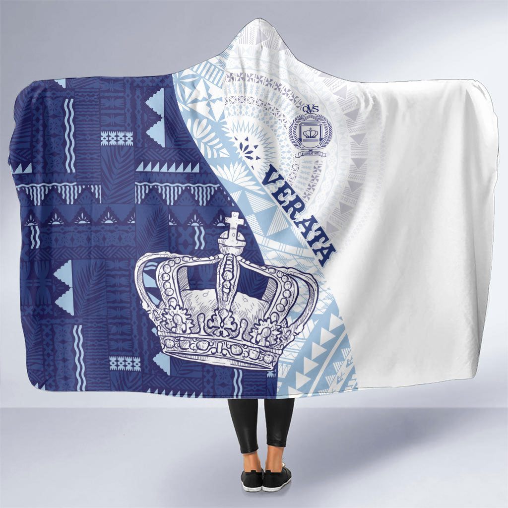 Queen Victoria School Fiji Vulinitu Verata House Hooded Blanket Masi Tapa LT7 One Size Blue - Polynesian Pride