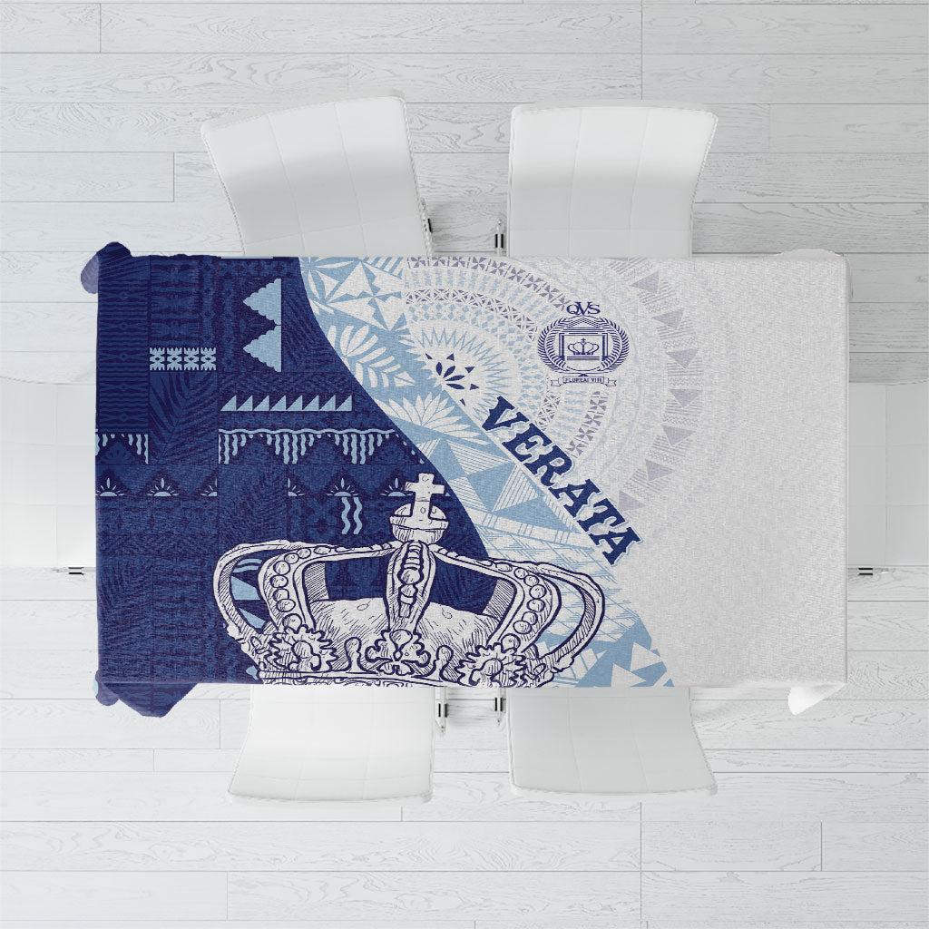 Queen Victoria School Fiji Vulinitu Verata House Tablecloth Masi Tapa LT7 Blue - Polynesian Pride