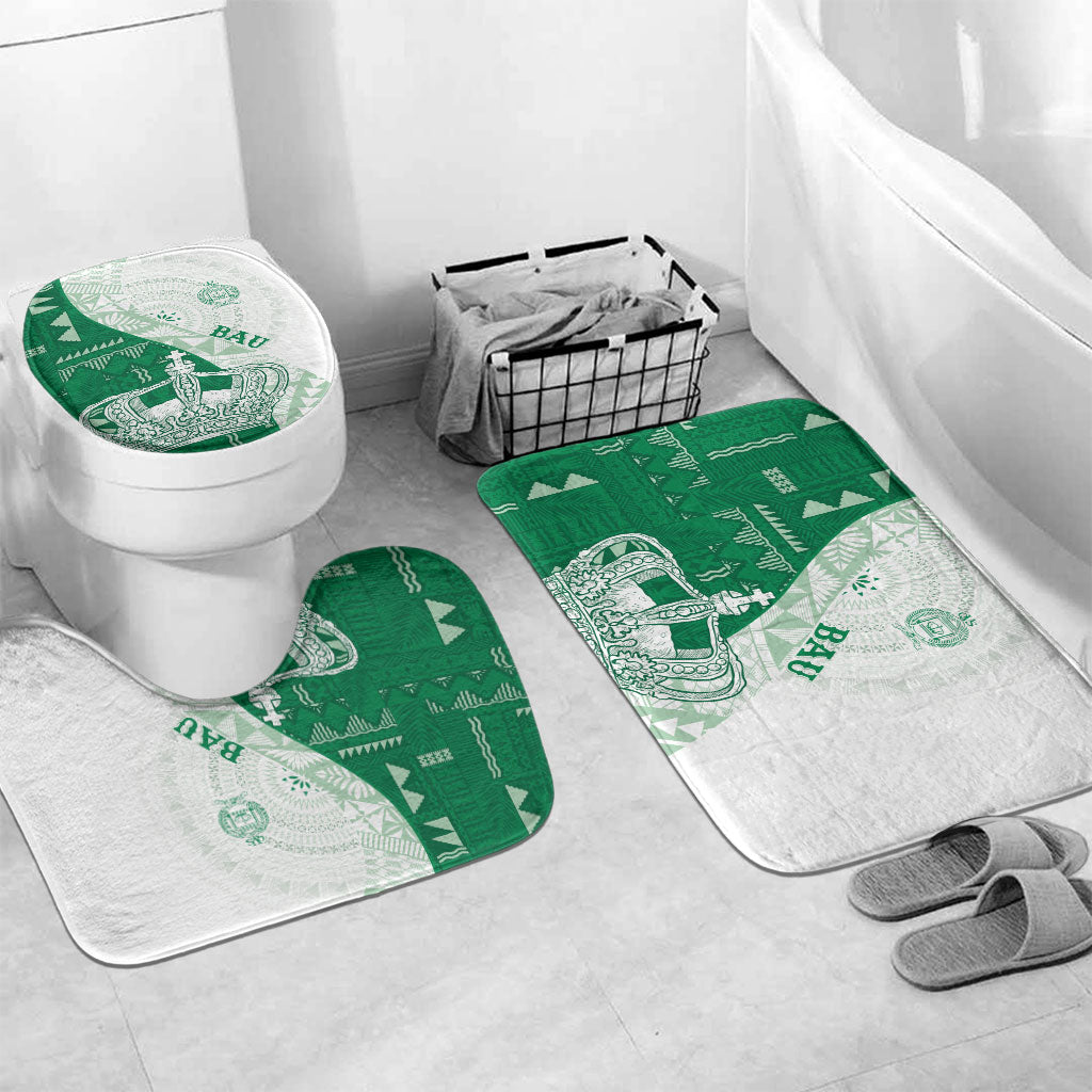 Queen Victoria School Fiji Vulinitu Bau House Bathroom Set Masi Tapa LT7 Mat Set Only (3 pcs) One Size Green - Polynesian Pride