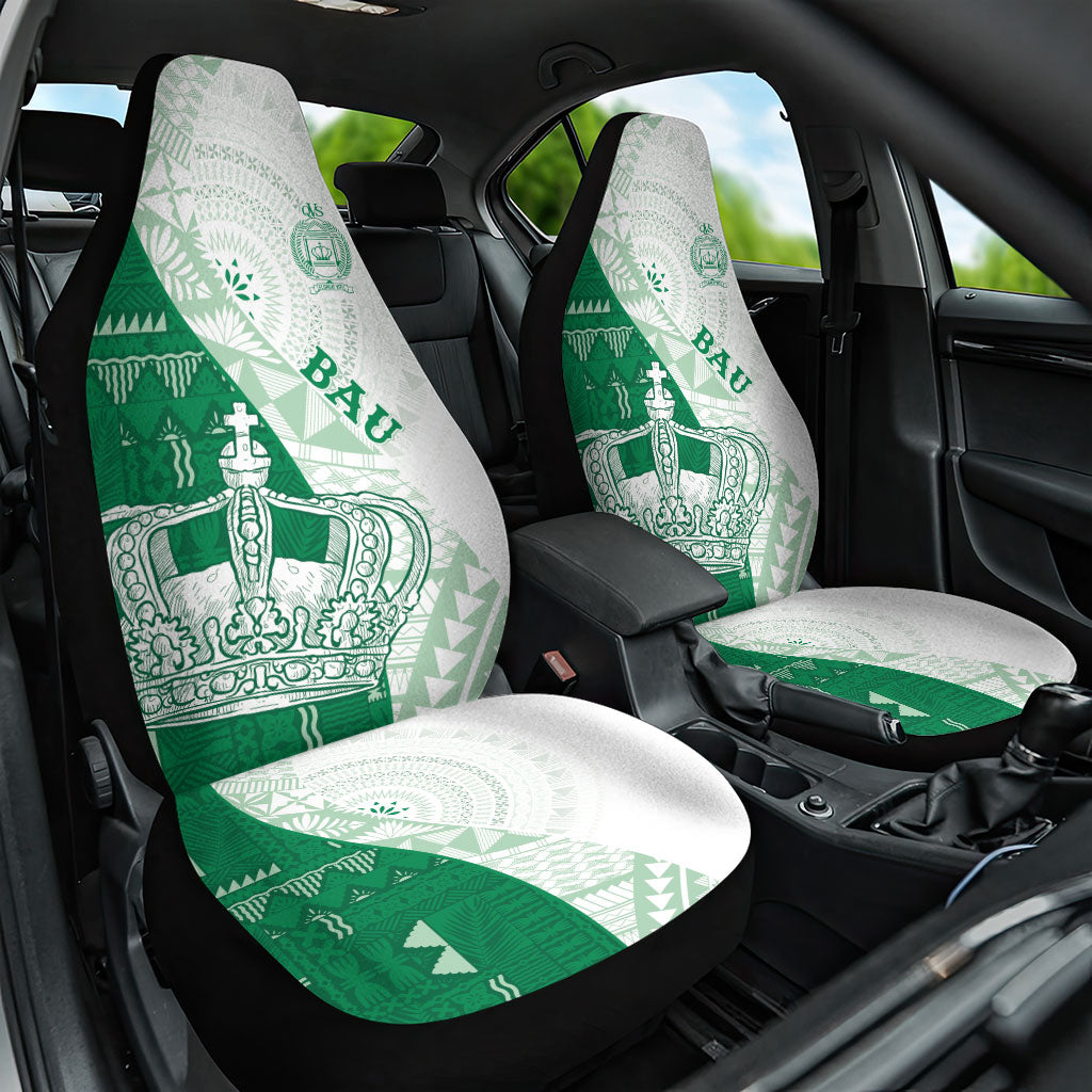 Queen Victoria School Fiji Vulinitu Bau House Car Seat Cover Masi Tapa LT7 One Size Green - Polynesian Pride