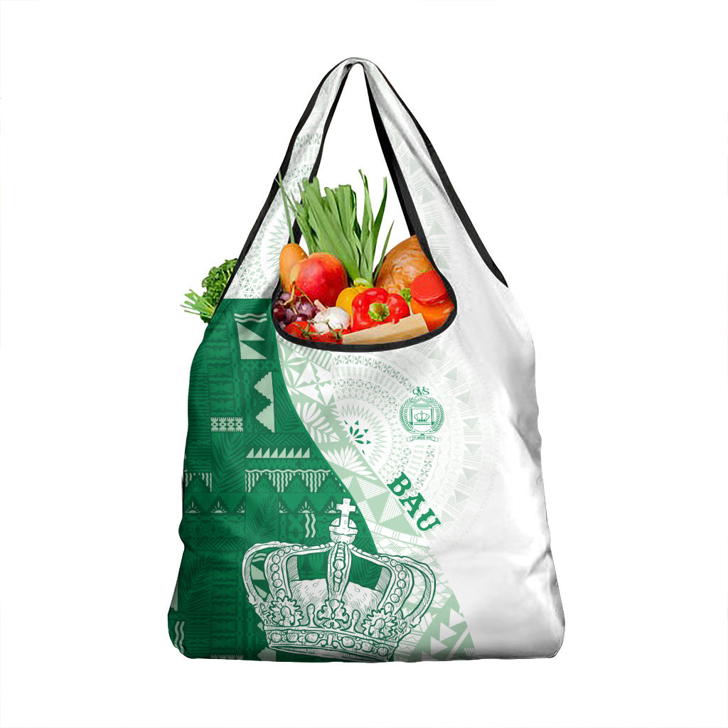 Queen Victoria School Fiji Vulinitu Bau House Grocery Bag Masi Tapa LT7 1-pack One Size Green - Polynesian Pride