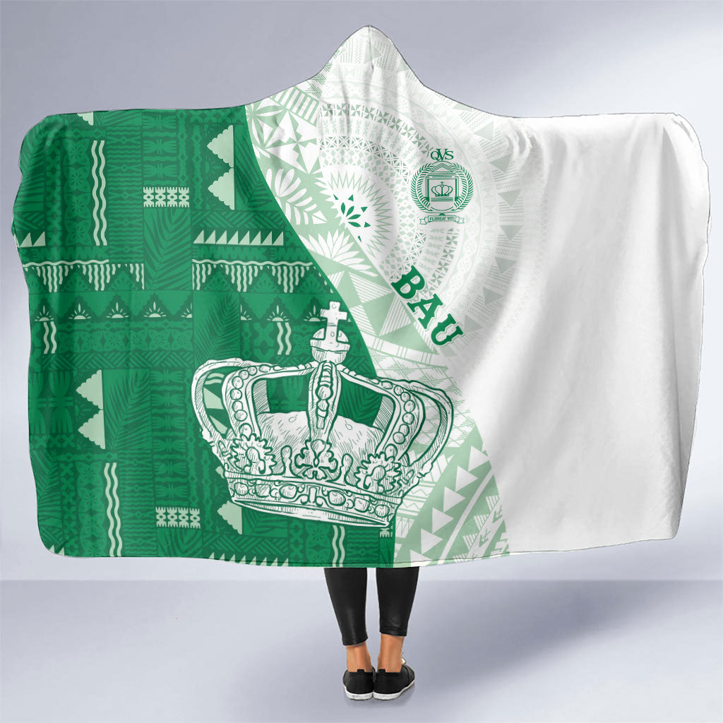 Queen Victoria School Fiji Vulinitu Bau House Hooded Blanket Masi Tapa LT7 One Size Green - Polynesian Pride