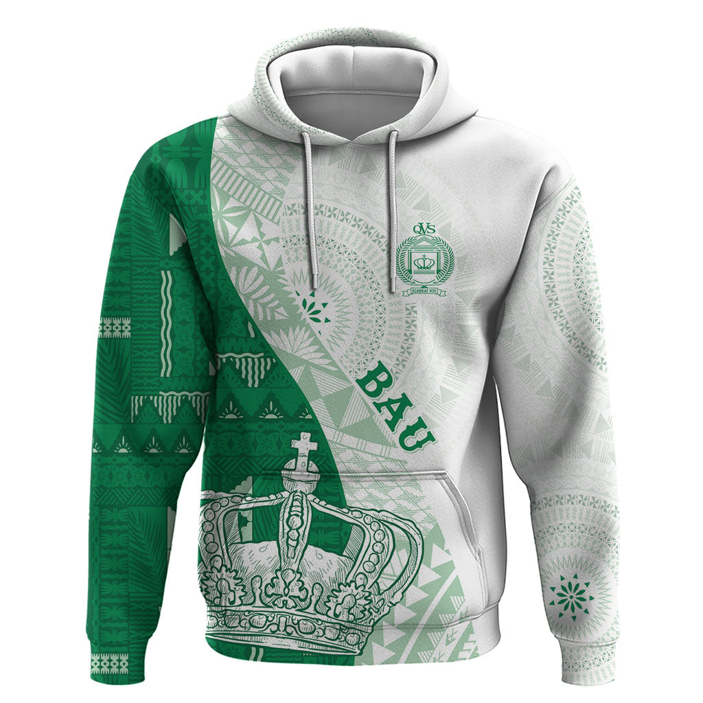 Queen Victoria School Fiji Vulinitu Bau House Hoodie Masi Tapa LT7 Pullover Hoodie Green - Polynesian Pride