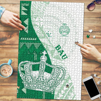 Queen Victoria School Fiji Vulinitu Bau House Puzzle Masi Tapa LT7 Green - Polynesian Pride