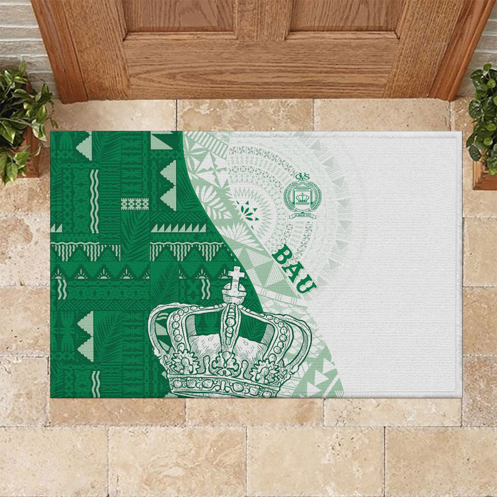 Queen Victoria School Fiji Vulinitu Bau House Rubber Doormat Masi Tapa LT7 Green - Polynesian Pride