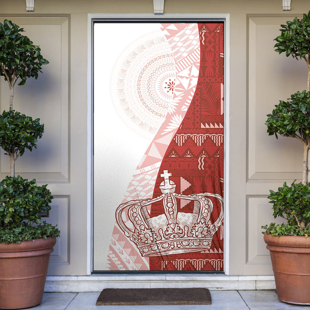 Queen Victoria School Fiji Vulinitu Tovata House Door Cover Masi Tapa LT7 Red - Polynesian Pride