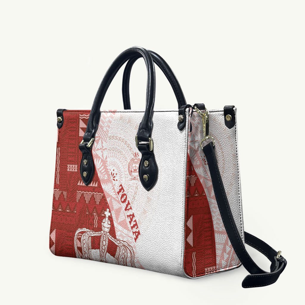 Queen Victoria School Fiji Vulinitu Tovata House Leather Bag Masi Tapa LT7 Red - Polynesian Pride