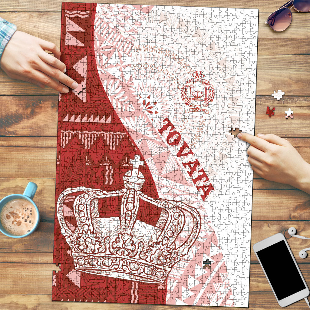 Queen Victoria School Fiji Vulinitu Tovata House Puzzle Masi Tapa LT7 Red - Polynesian Pride