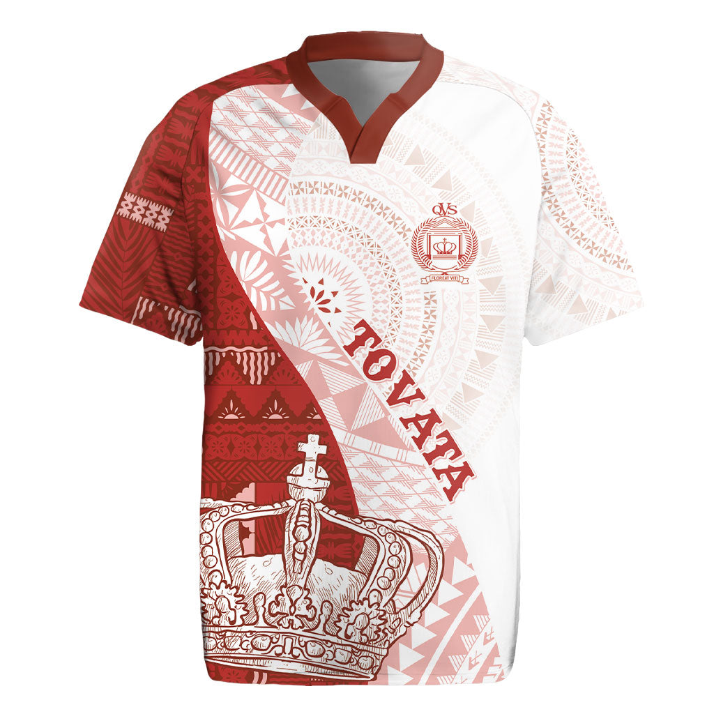 Queen Victoria School Fiji Vulinitu Tovata House Rugby Jersey Masi Tapa LT7 Red - Polynesian Pride