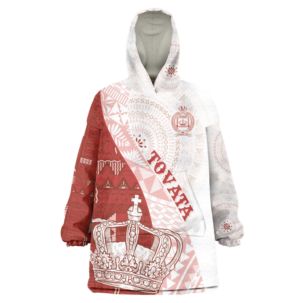 Queen Victoria School Fiji Vulinitu Tovata House Wearable Blanket Hoodie Masi Tapa LT7 One Size Red - Polynesian Pride