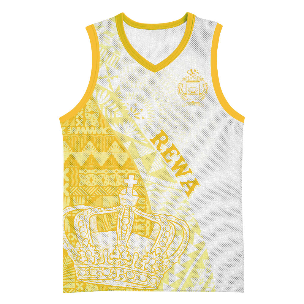 Queen Victoria School Fiji Vulinitu Rewa House Basketball Jersey Masi Tapa LT7 Unisex Yellow - Polynesian Pride
