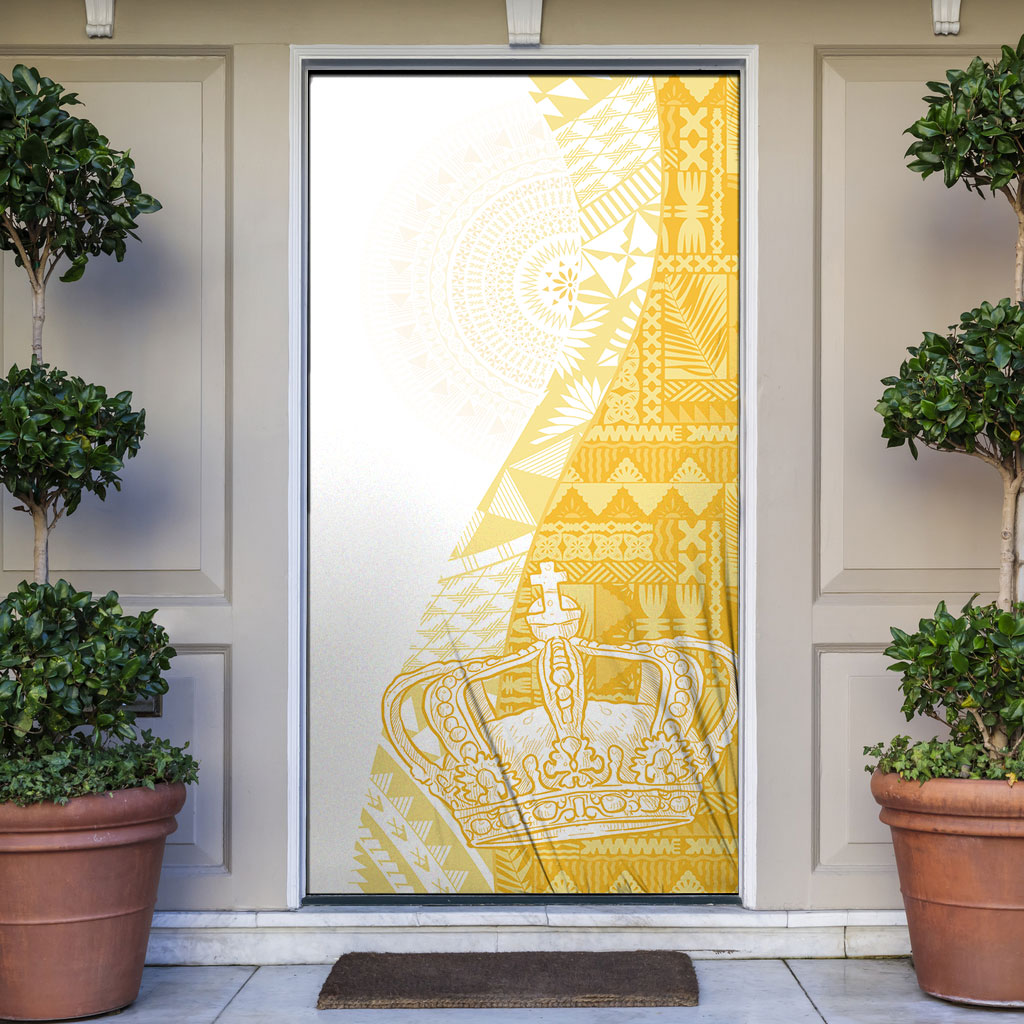 Queen Victoria School Fiji Vulinitu Rewa House Door Cover Masi Tapa LT7 Yellow - Polynesian Pride