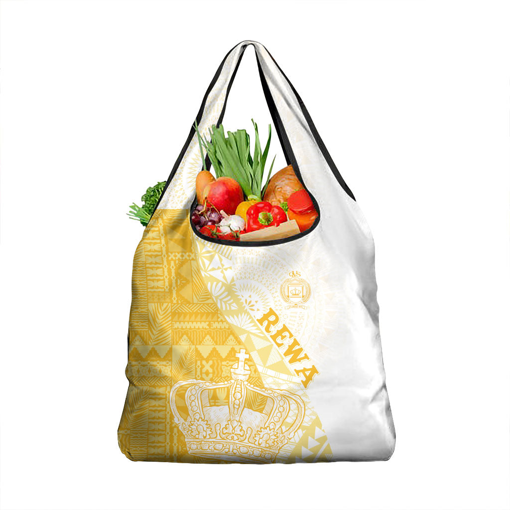 Queen Victoria School Fiji Vulinitu Rewa House Grocery Bag Masi Tapa LT7 1-pack One Size Yellow - Polynesian Pride