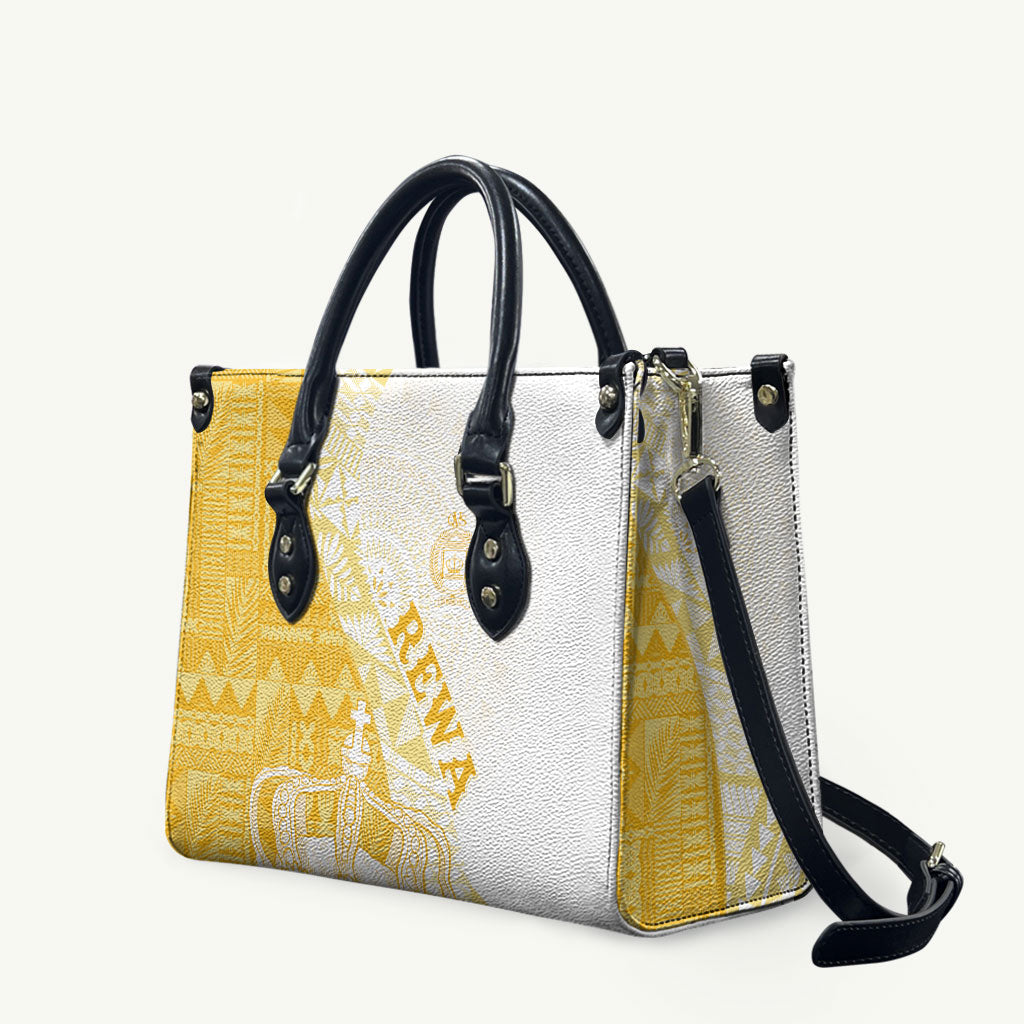 Queen Victoria School Fiji Vulinitu Rewa House Leather Bag Masi Tapa LT7 Yellow - Polynesian Pride