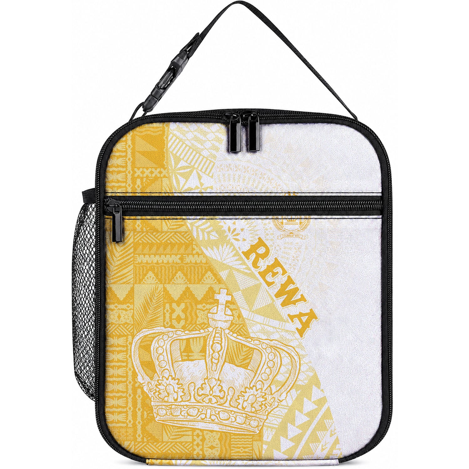 Queen Victoria School Fiji Vulinitu Rewa House Lunch Bag Masi Tapa LT7 10.2 × 8.3 × 4.3 inch Yellow - Polynesian Pride