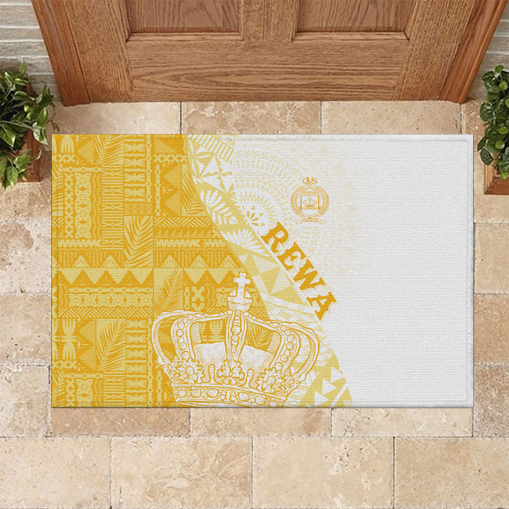 Queen Victoria School Fiji Vulinitu Rewa House Rubber Doormat Masi Tapa LT7 Yellow - Polynesian Pride
