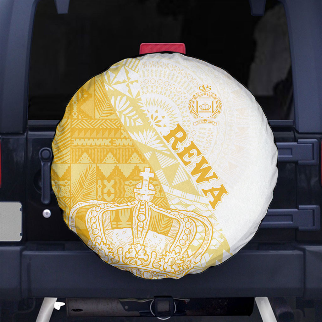 Queen Victoria School Fiji Vulinitu Rewa House Spare Tire Cover Masi Tapa LT7 No hole Yellow - Polynesian Pride