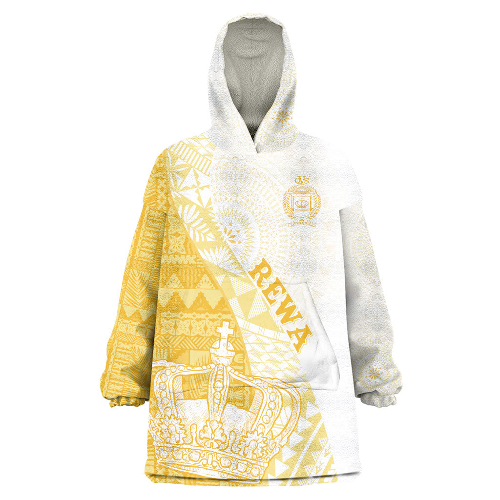 Queen Victoria School Fiji Vulinitu Rewa House Wearable Blanket Hoodie Masi Tapa LT7 One Size Yellow - Polynesian Pride