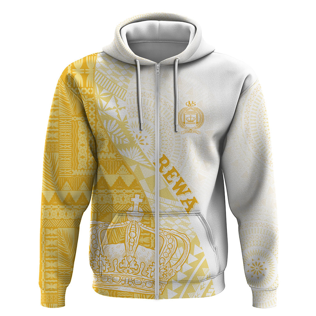 Queen Victoria School Fiji Vulinitu Rewa House Zip Hoodie Masi Tapa LT7 Zip Hoodie Yellow - Polynesian Pride