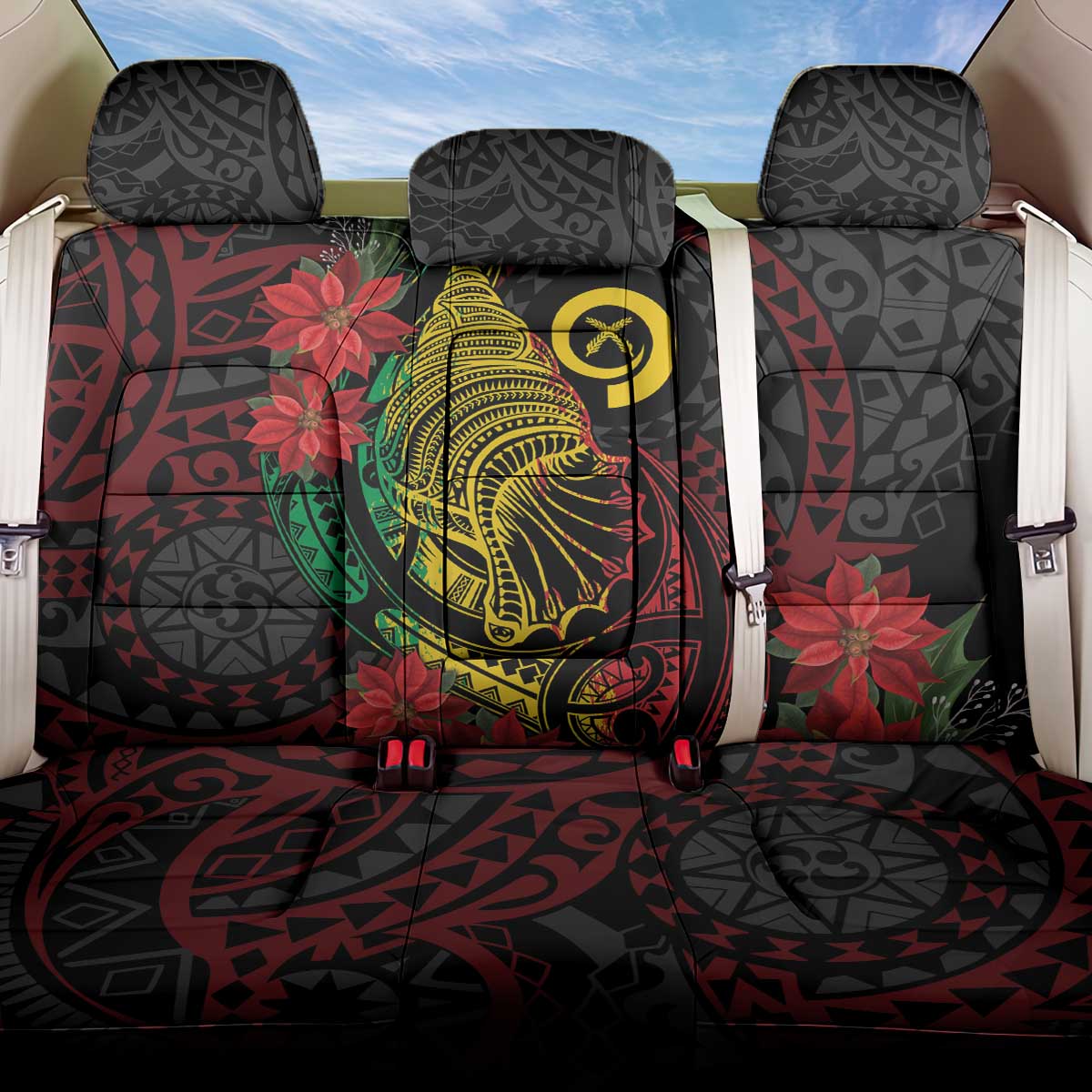 Vanuatu Meri Krismas Back Car Seat Cover Conch Shell Tribal Art LT7 One Size Art - Polynesian Pride