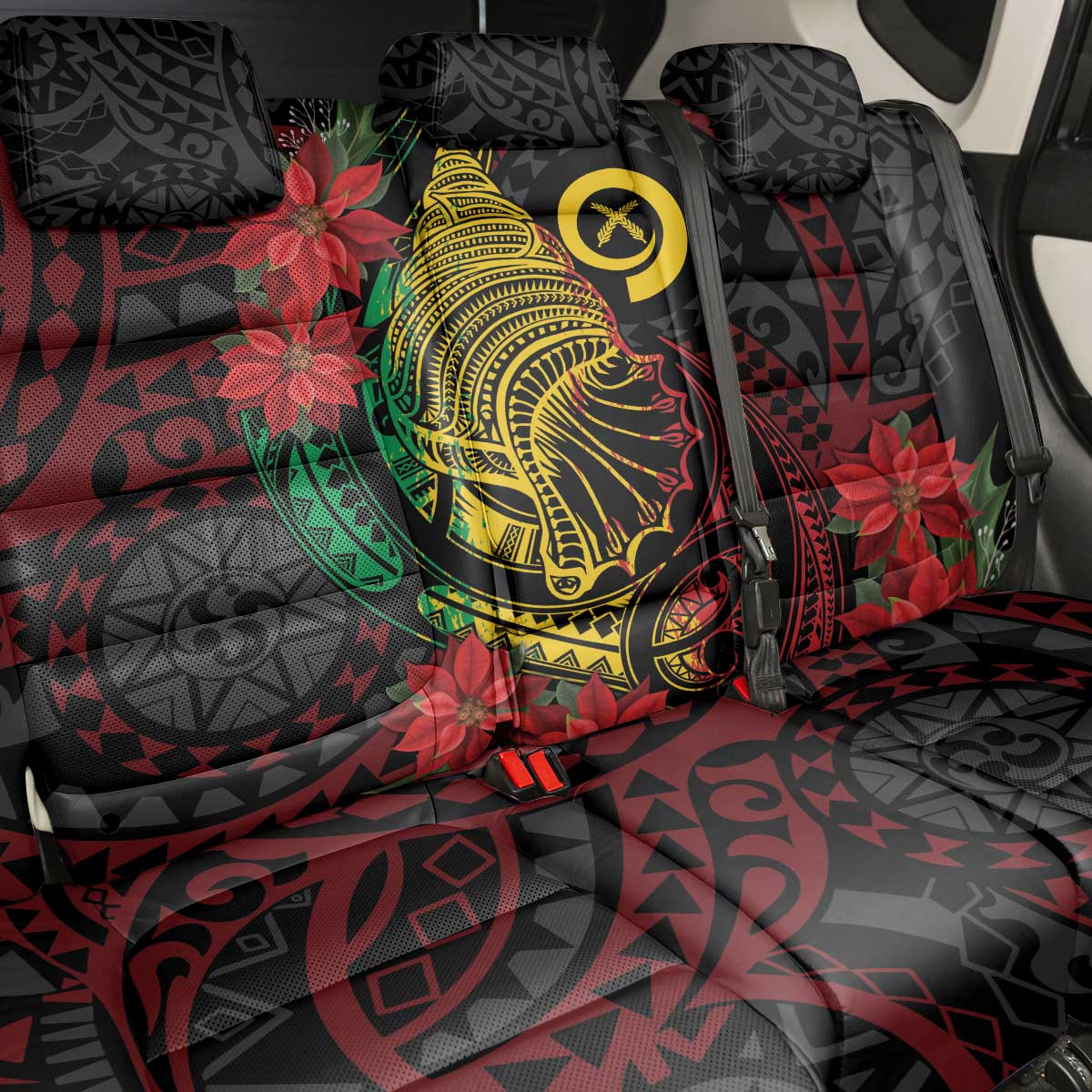 Vanuatu Meri Krismas Back Car Seat Cover Conch Shell Tribal Art LT7 - Polynesian Pride