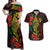 Vanuatu Meri Krismas Couples Matching Off Shoulder Maxi Dress and Hawaiian Shirt Conch Shell Tribal Art