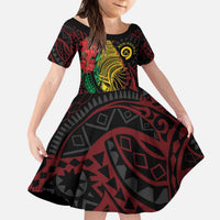 Vanuatu Meri Krismas Kid Short Sleeve Dress Conch Shell Tribal Art LT7 KID Art - Polynesian Pride