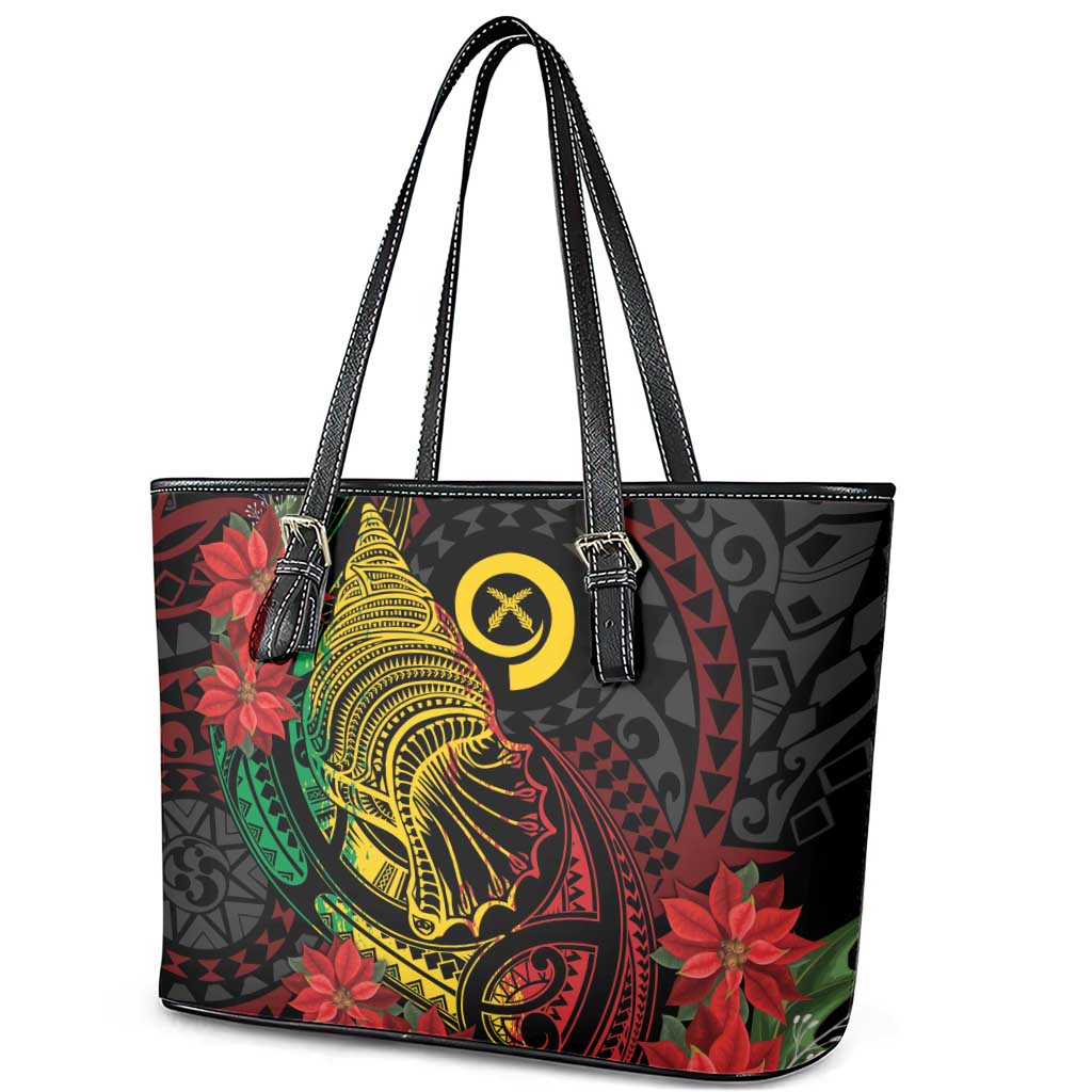 Vanuatu Meri Krismas Leather Tote Bag Conch Shell Tribal Art LT7 - Polynesian Pride