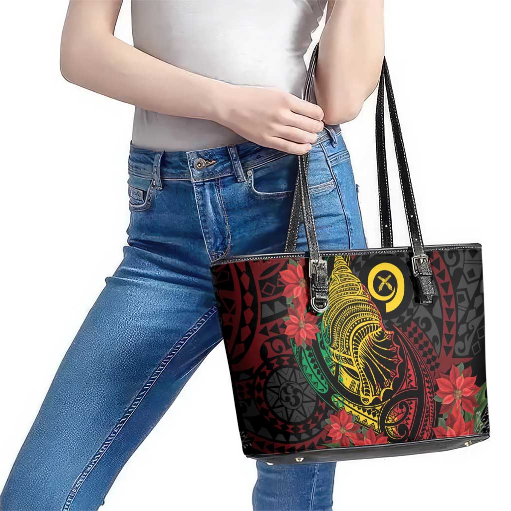 Vanuatu Meri Krismas Leather Tote Bag Conch Shell Tribal Art LT7 - Polynesian Pride