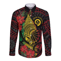 Vanuatu Meri Krismas Long Sleeve Button Shirt Conch Shell Tribal Art LT7 Unisex Art - Polynesian Pride