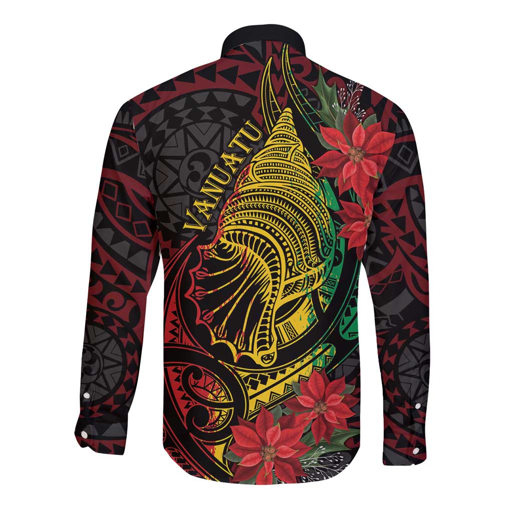 Vanuatu Meri Krismas Long Sleeve Button Shirt Conch Shell Tribal Art LT7 - Polynesian Pride