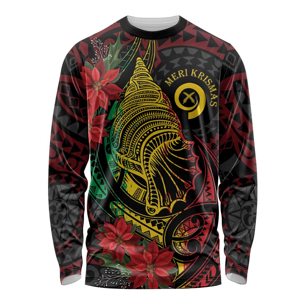 Vanuatu Meri Krismas Long Sleeve Shirt Conch Shell Tribal Art LT7 Unisex Art - Polynesian Pride