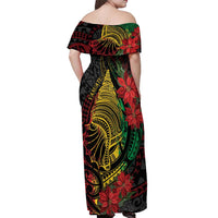 Vanuatu Meri Krismas Off Shoulder Maxi Dress Conch Shell Tribal Art LT7 - Polynesian Pride
