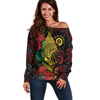 Vanuatu Meri Krismas Off Shoulder Sweater Conch Shell Tribal Art LT7 Women Art - Polynesian Pride