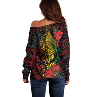 Vanuatu Meri Krismas Off Shoulder Sweater Conch Shell Tribal Art LT7 - Polynesian Pride