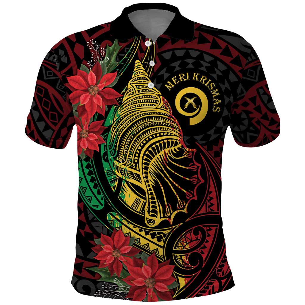 Vanuatu Meri Krismas Polo Shirt Conch Shell Tribal Art LT7 Art - Polynesian Pride