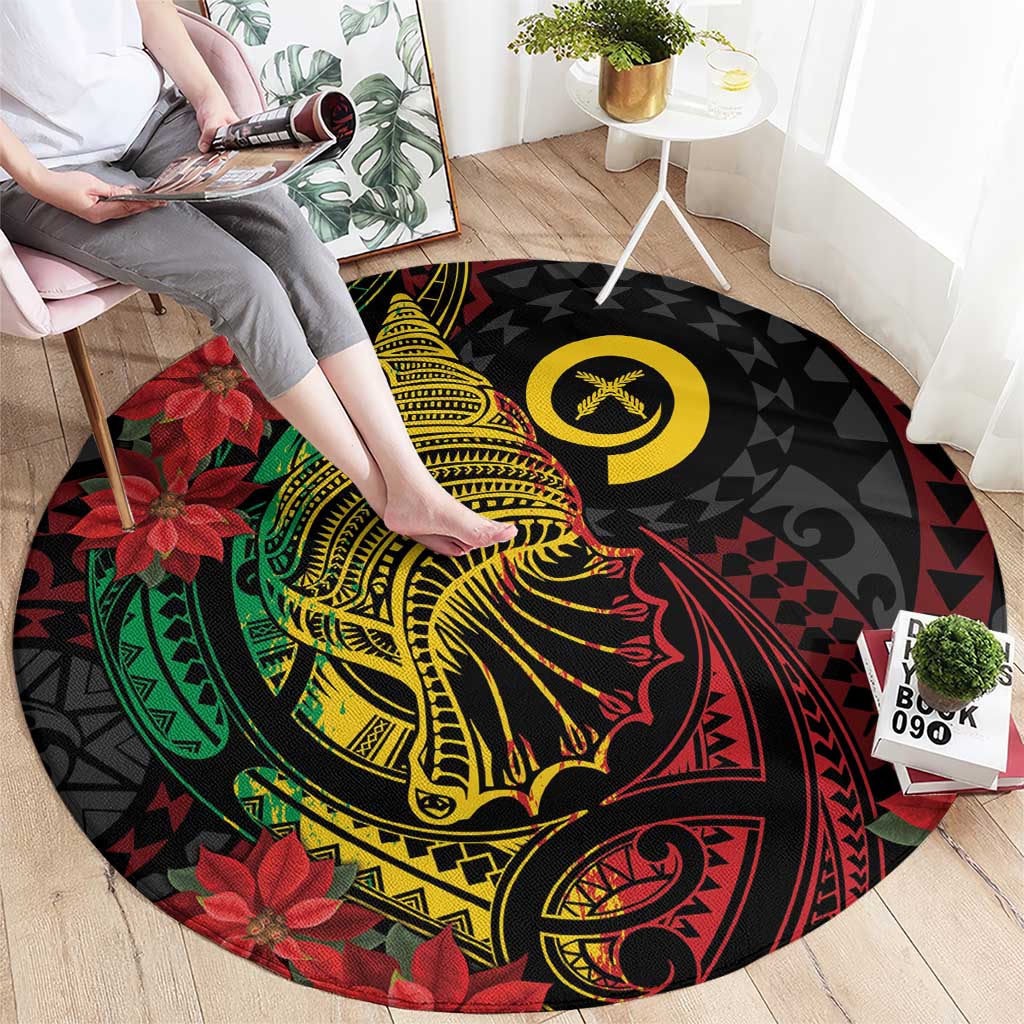 Vanuatu Meri Krismas Round Carpet Conch Shell Tribal Art LT7 - Polynesian Pride
