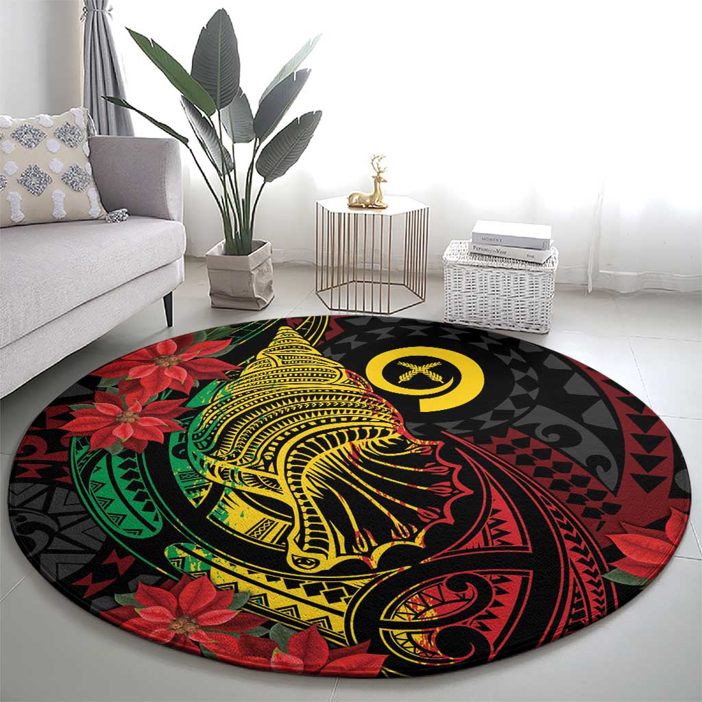 Vanuatu Meri Krismas Round Carpet Conch Shell Tribal Art LT7 - Polynesian Pride