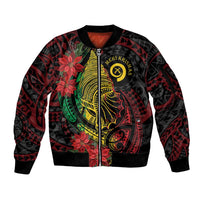 Vanuatu Meri Krismas Sleeve Zip Bomber Jacket Conch Shell Tribal Art LT7 Unisex Art - Polynesian Pride