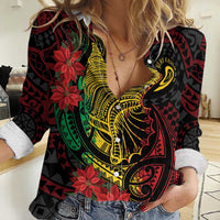 Vanuatu Meri Krismas Women Casual Shirt Conch Shell Tribal Art LT7 Female Art - Polynesian Pride