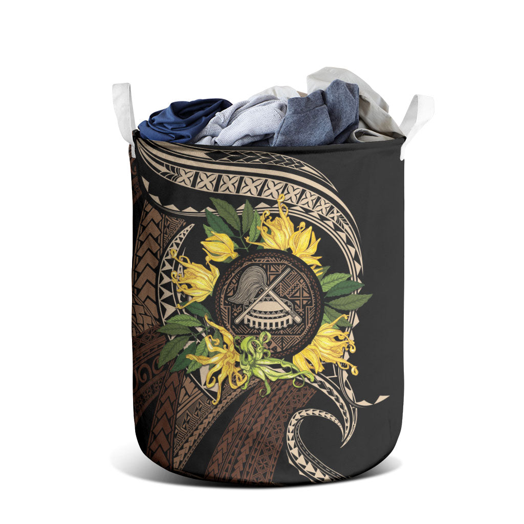 Samoa Moso'oi Flowers Tatau Laundry Basket Festive Tapa Brown LT7 - Polynesian Pride