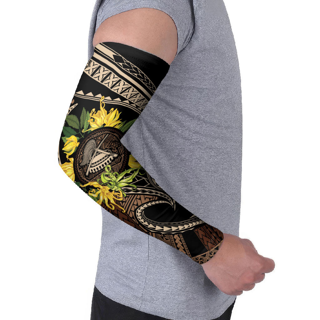 Samoa Moso'oi Flowers Tatau Arm Sleeves Festive Tapa Brown LT7 - Polynesian Pride